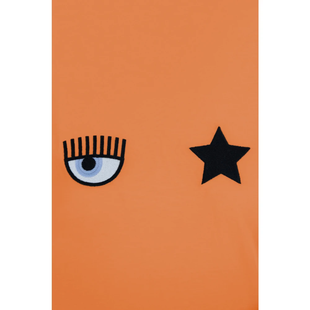 Chiara Ferragni Collection Geborduurd T-shirt met korte mouwen Orange Dames