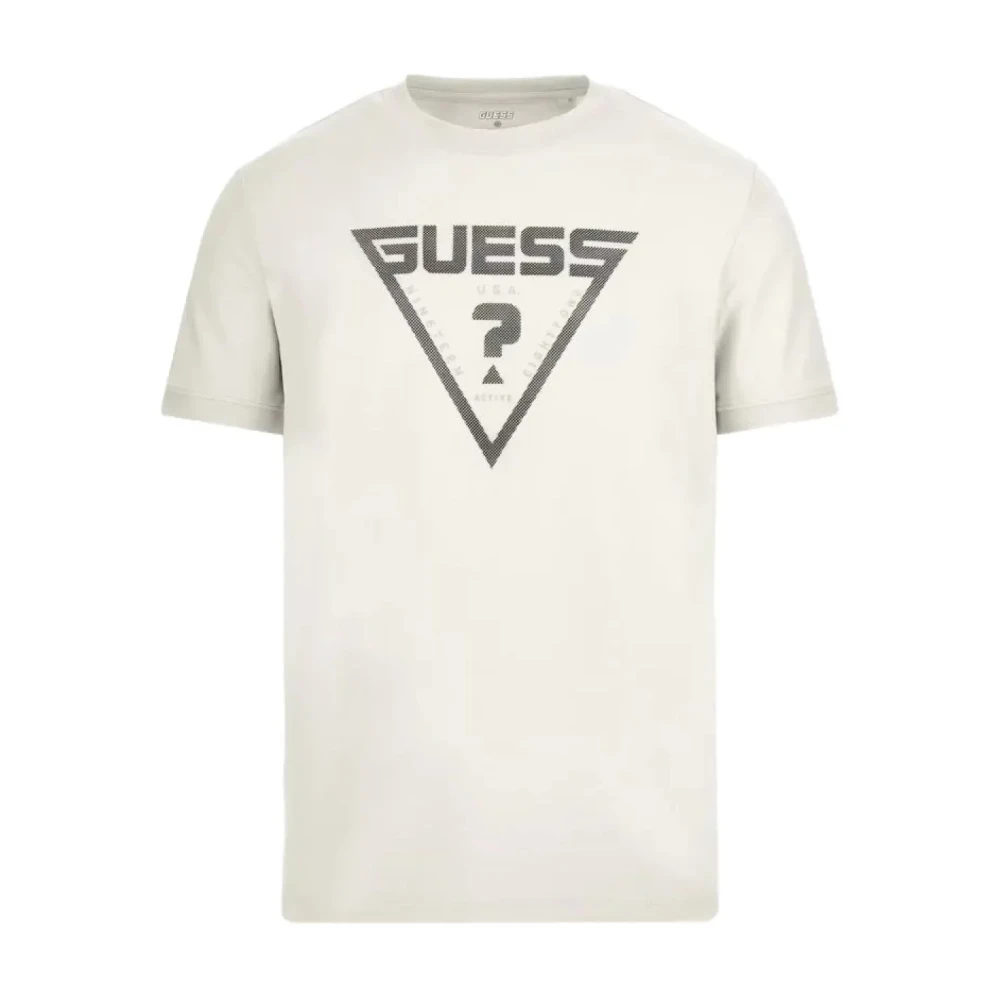 Guess Katoenen logo reliëf T-shirt Queencie Beige Heren