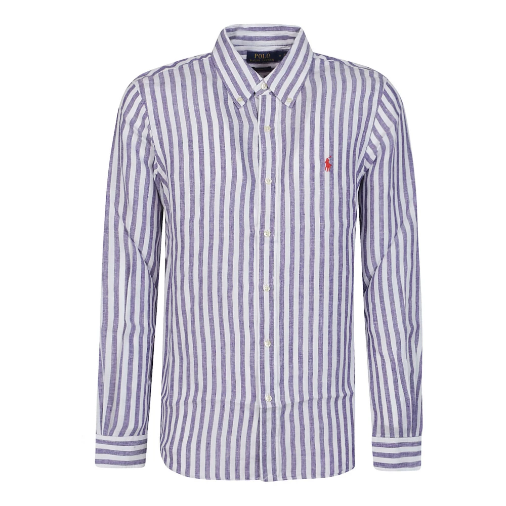 Polo Ralph Lauren Blauw Wit Gestreept Overhemd Lange Mouwen Multicolor Heren