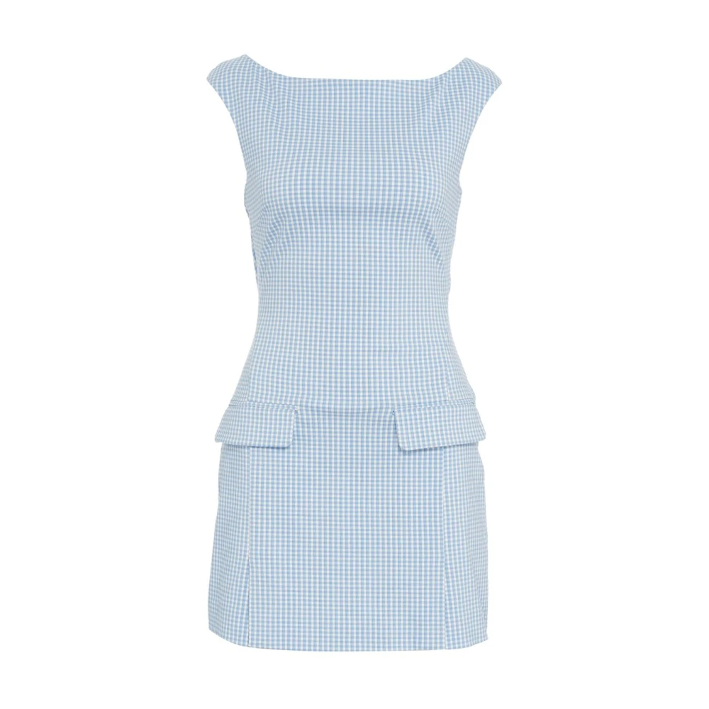Staud Blauw Geruite Walker Jurk Blue Dames