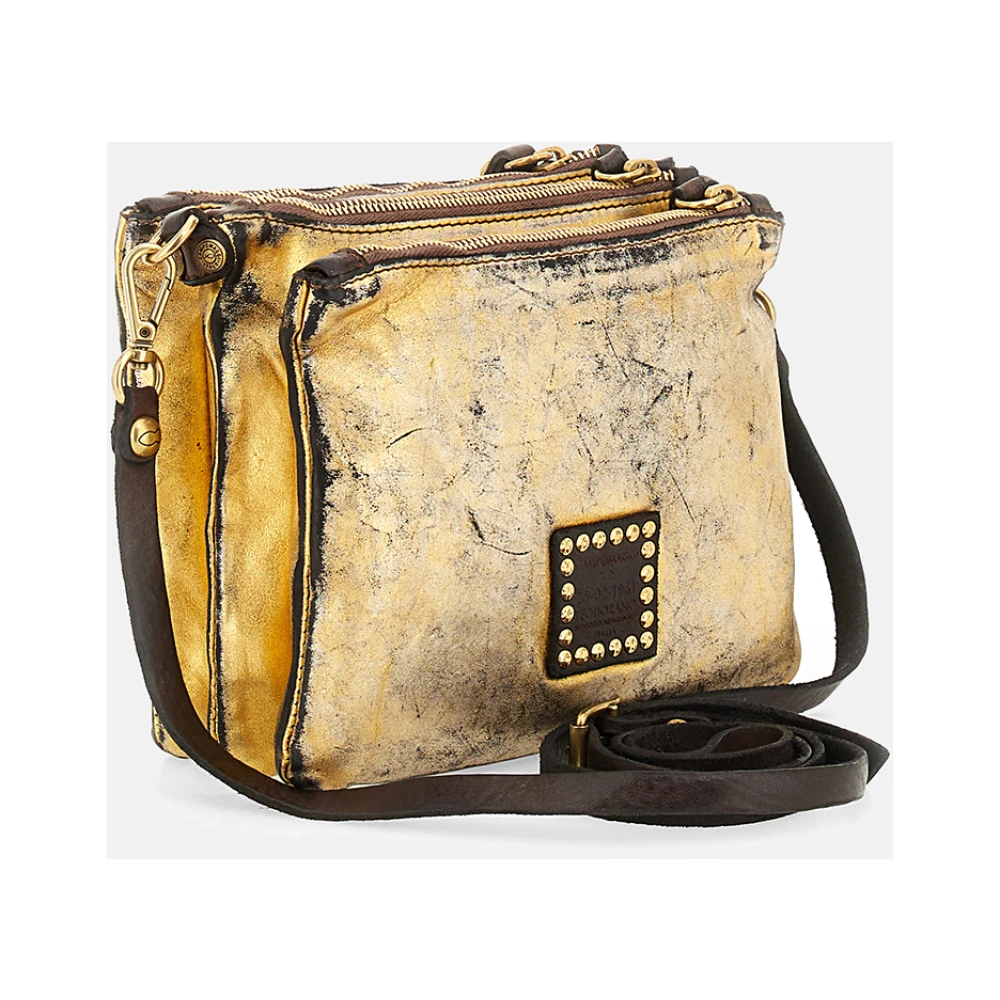 Campomaggi Gouden leren clutch met drie compartimenten Yellow Dames