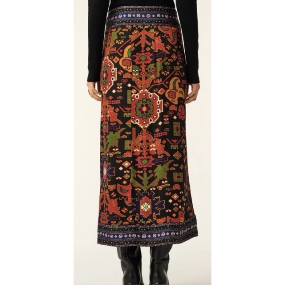 BA&SH Crossed Midi Rok Scarf Print Multicolor Dames