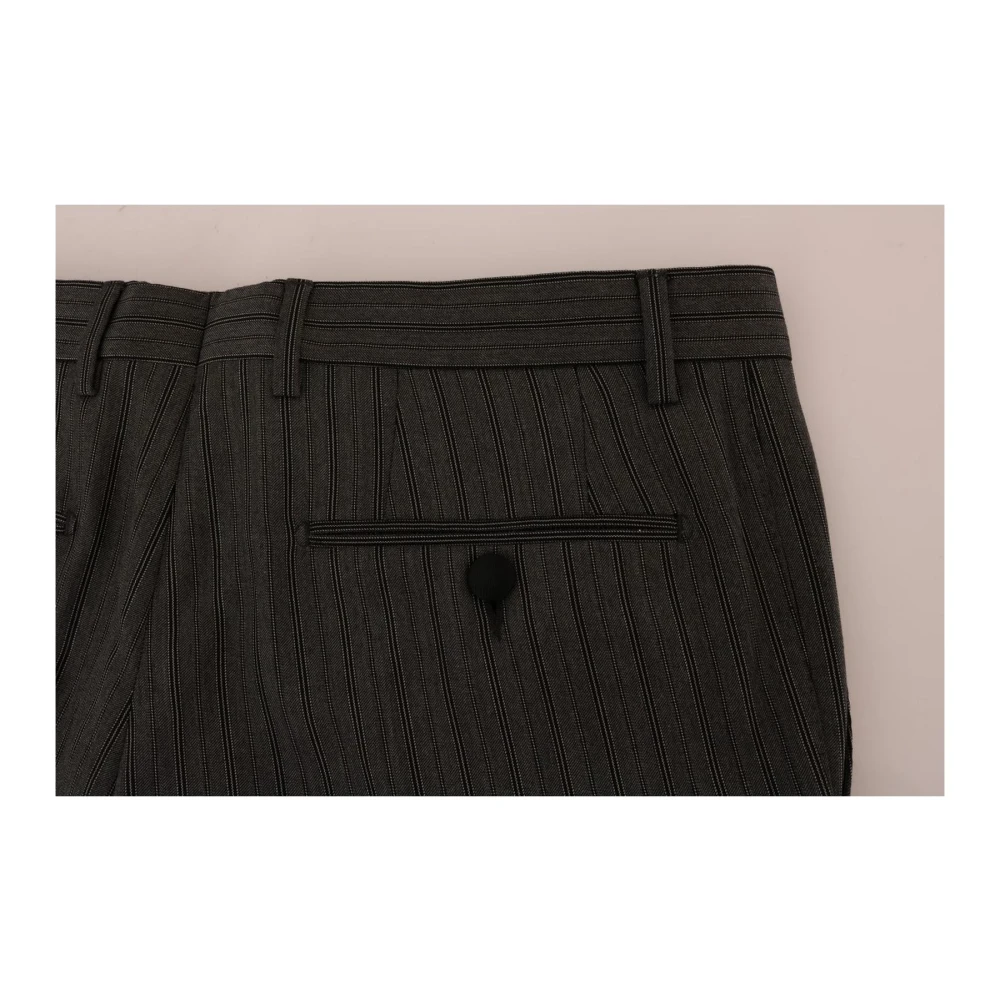 Dolce & Gabbana Grijze Gestreepte Wol Formele Broek Gray Heren