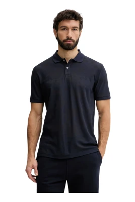 Polo-tröja med blommig jacquard
