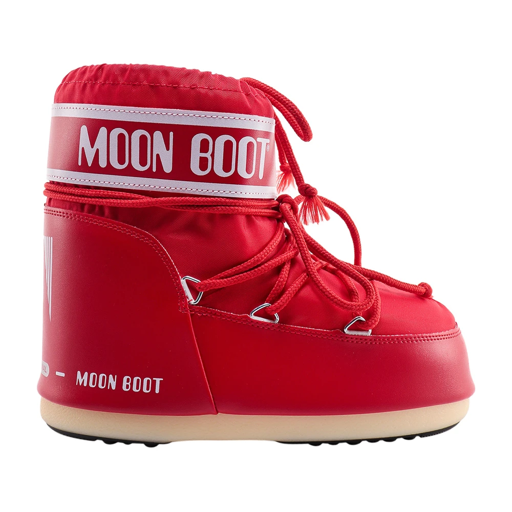 Moon boot Rode Enkellaarzen met Kruisende Veters Red Dames