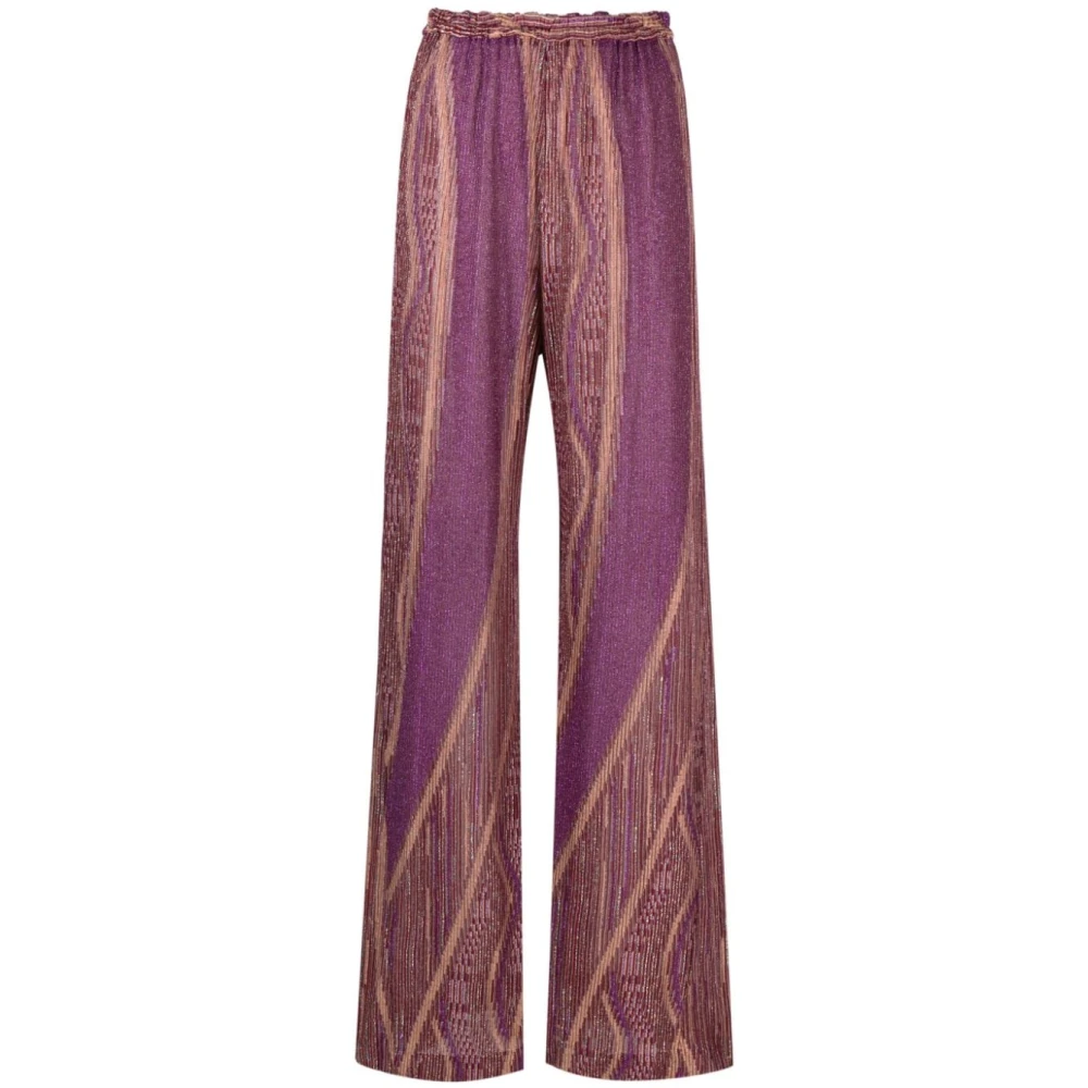 Forte Paarse Gebreide Metallic Broek Multicolor Dames