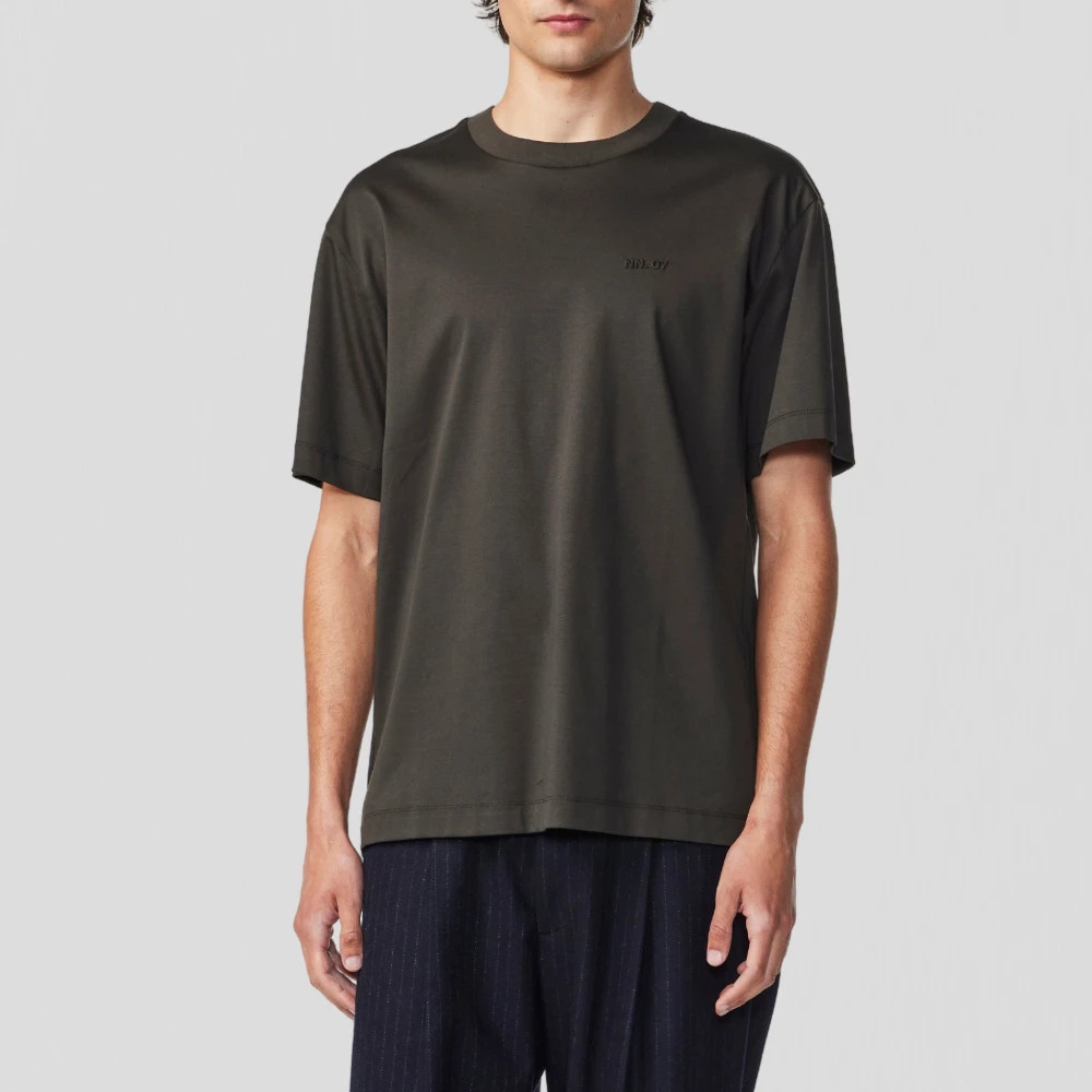 Nn07 Geëmbosseerd Logo T-shirt Donkerleger Green Heren