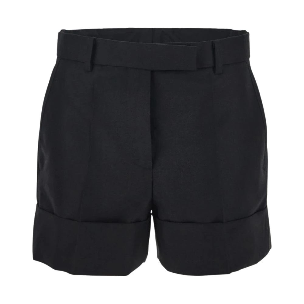 Thom Browne Zwarte Wollen Sack Shorts Black Dames