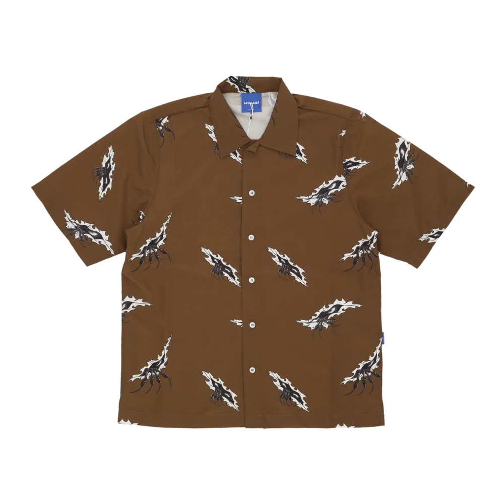 Usual Bruine Monster Korte Mouw Shirt Brown Heren