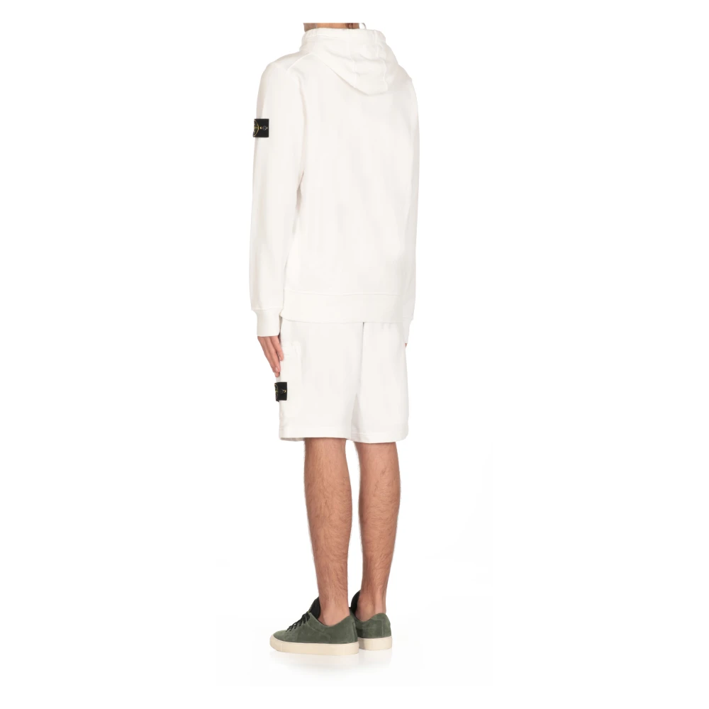 Stone Island Witte Katoenen Hoodie met Logopatch White Heren