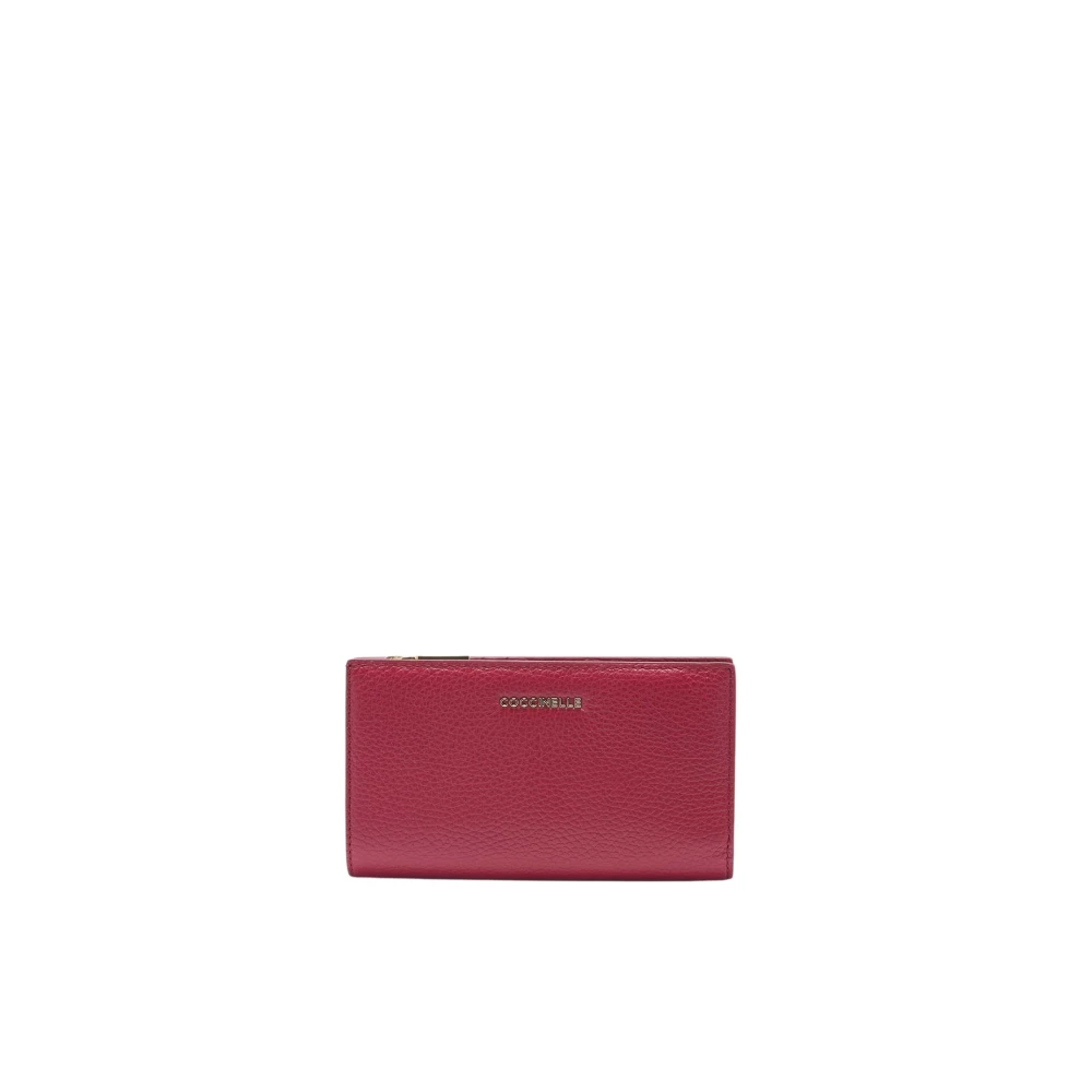 Coccinelle Kleine leren portemonnee met knoopsluiting Red Dames