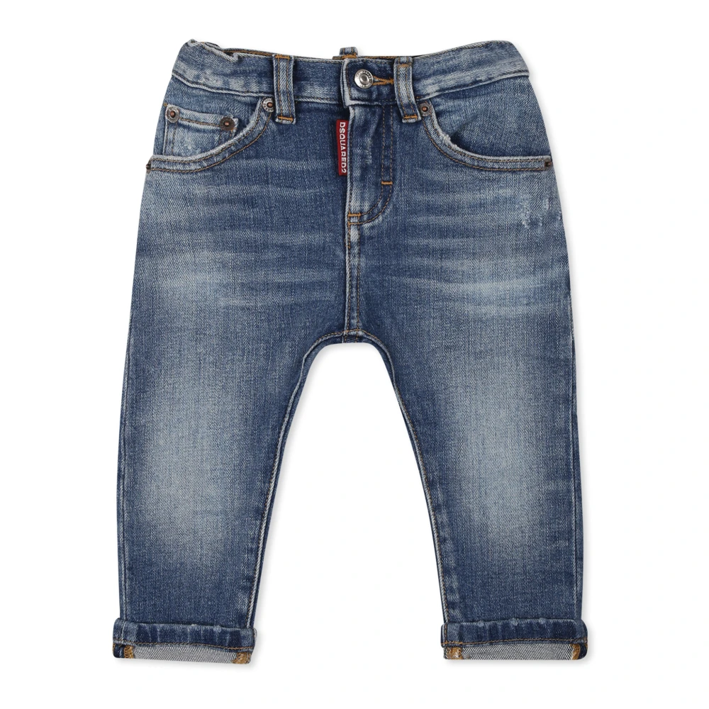 Dsquared2 Unisex Blue Denim Five-Pocket Jeans With Logo Patch
