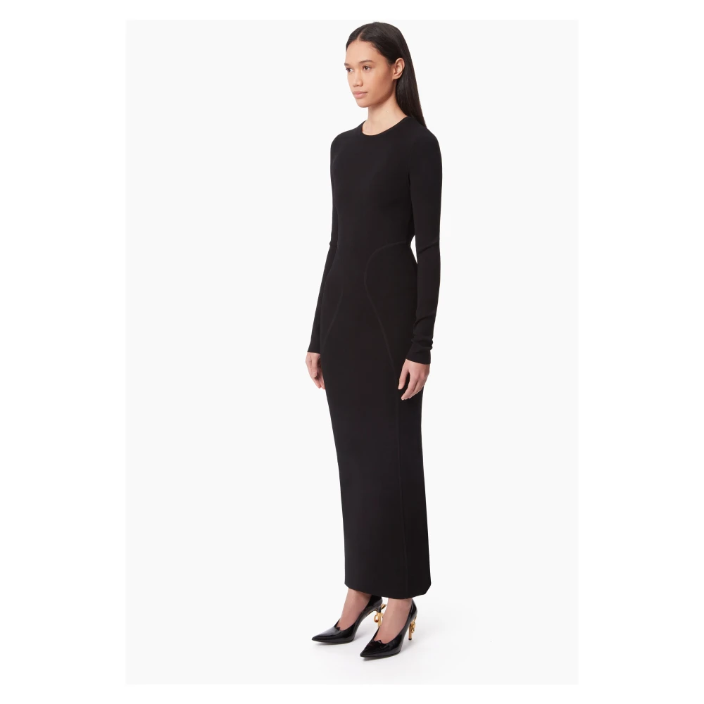 Nina Ricci Elegante Zwarte Rugloze Maxi Jurk Black Dames