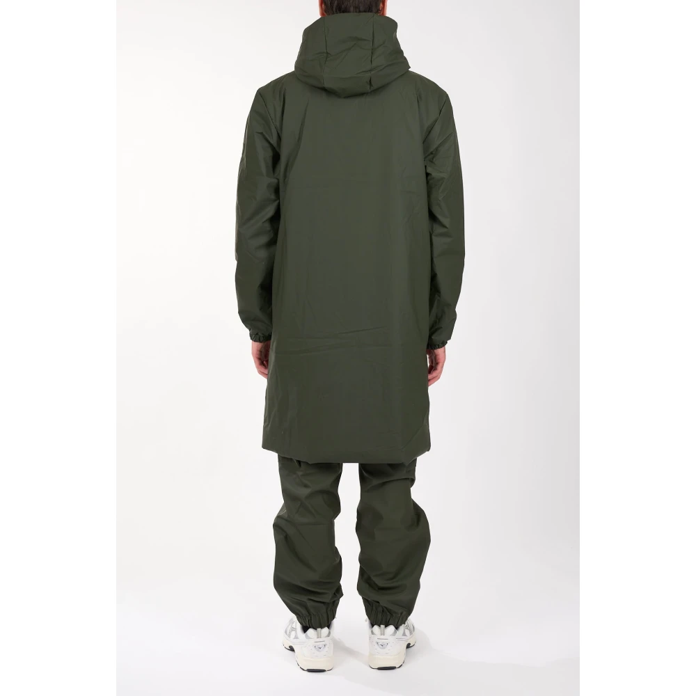 Rains Lange Geïsoleerde Hoodie Jas Green Heren