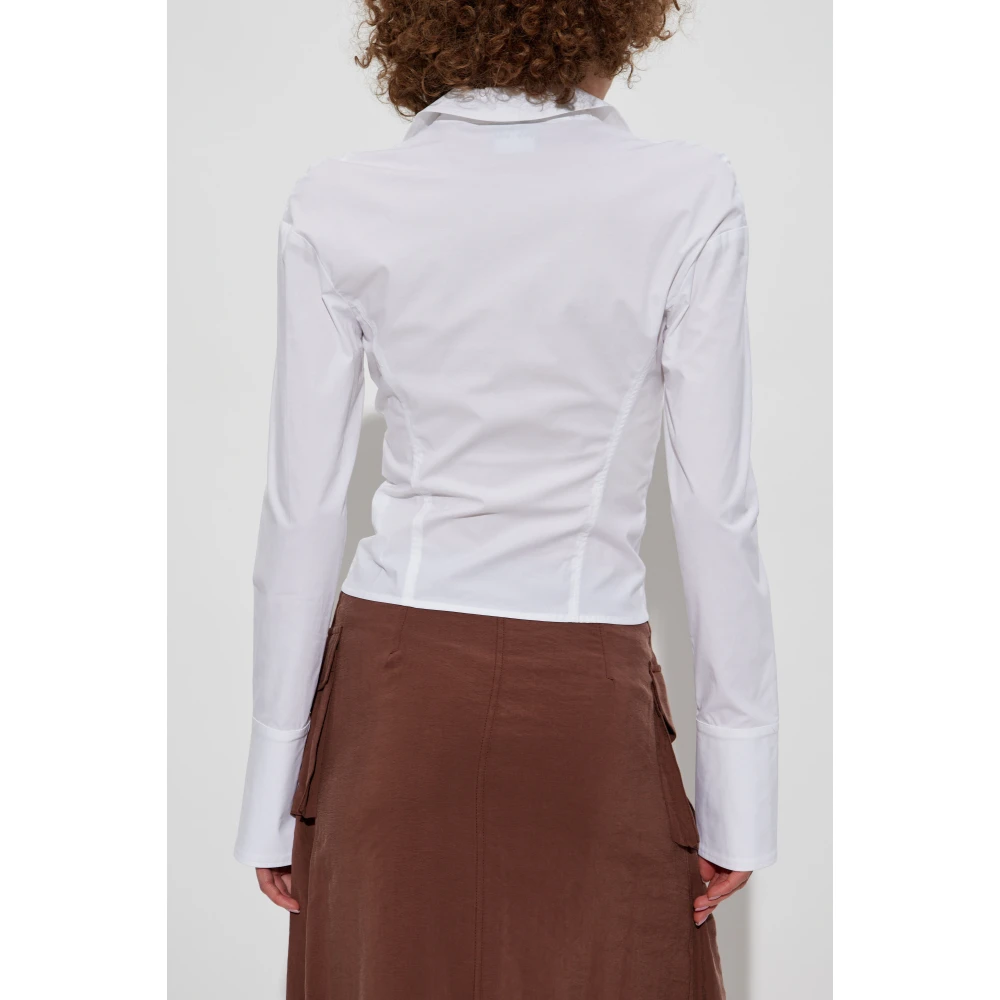Versace Jeans Couture Katoenen shirt met drapering White Dames