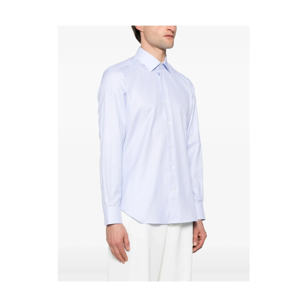 Mazzarelli Lichtblauwe Button-Up Overhemd Blue Heren