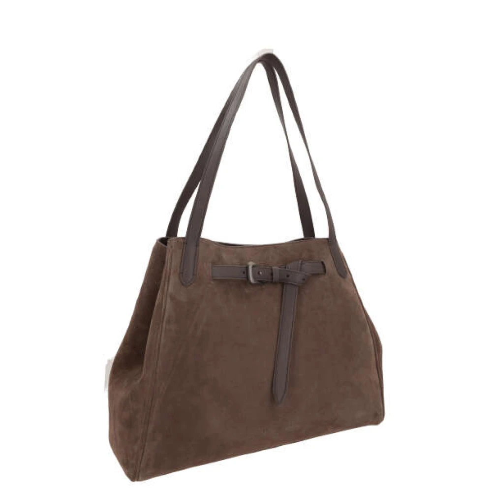 BRUNELLO CUCINELLI Bruine suède handtas met gesp Brown Dames