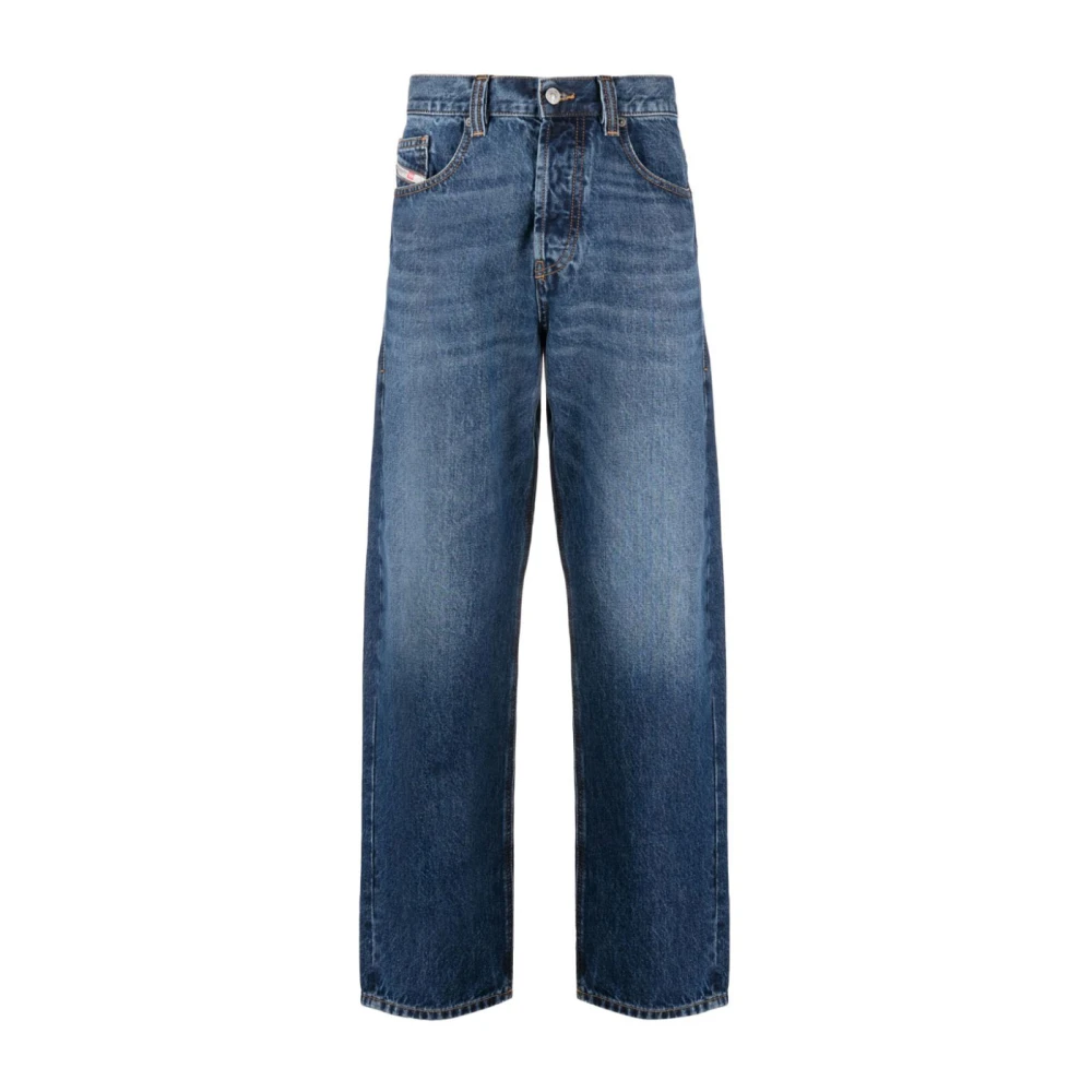 Diesel Klassieke Five-Pocket Jeans met Leren Patch Blue Heren