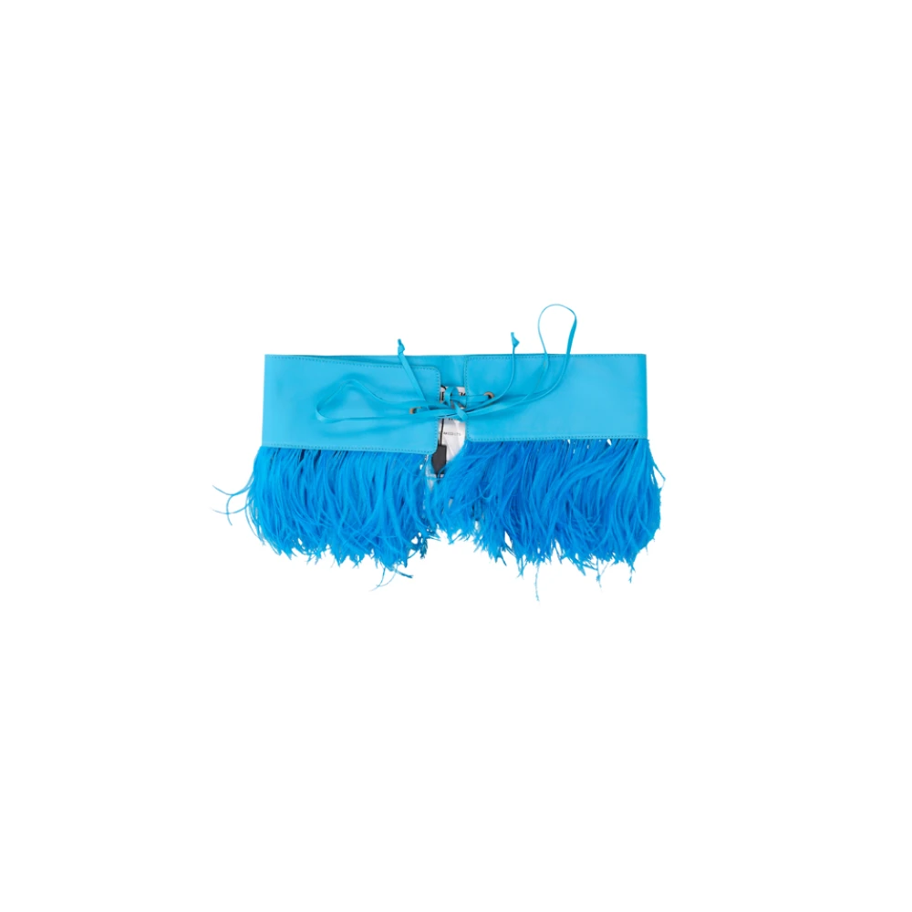 The Attico Women's Blue Ostrich Feathers Belt - Belts - One Size - Accessories