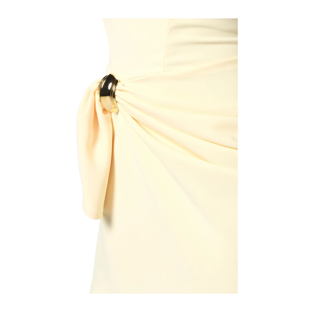 Elisabetta Franchi Jurken met hartvormige halslijn en tule inzetstukken Beige Dames