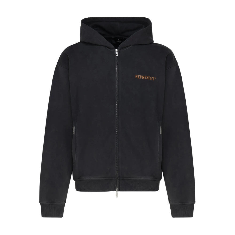 Represent Aged Black Zip Hoodie Black Heren