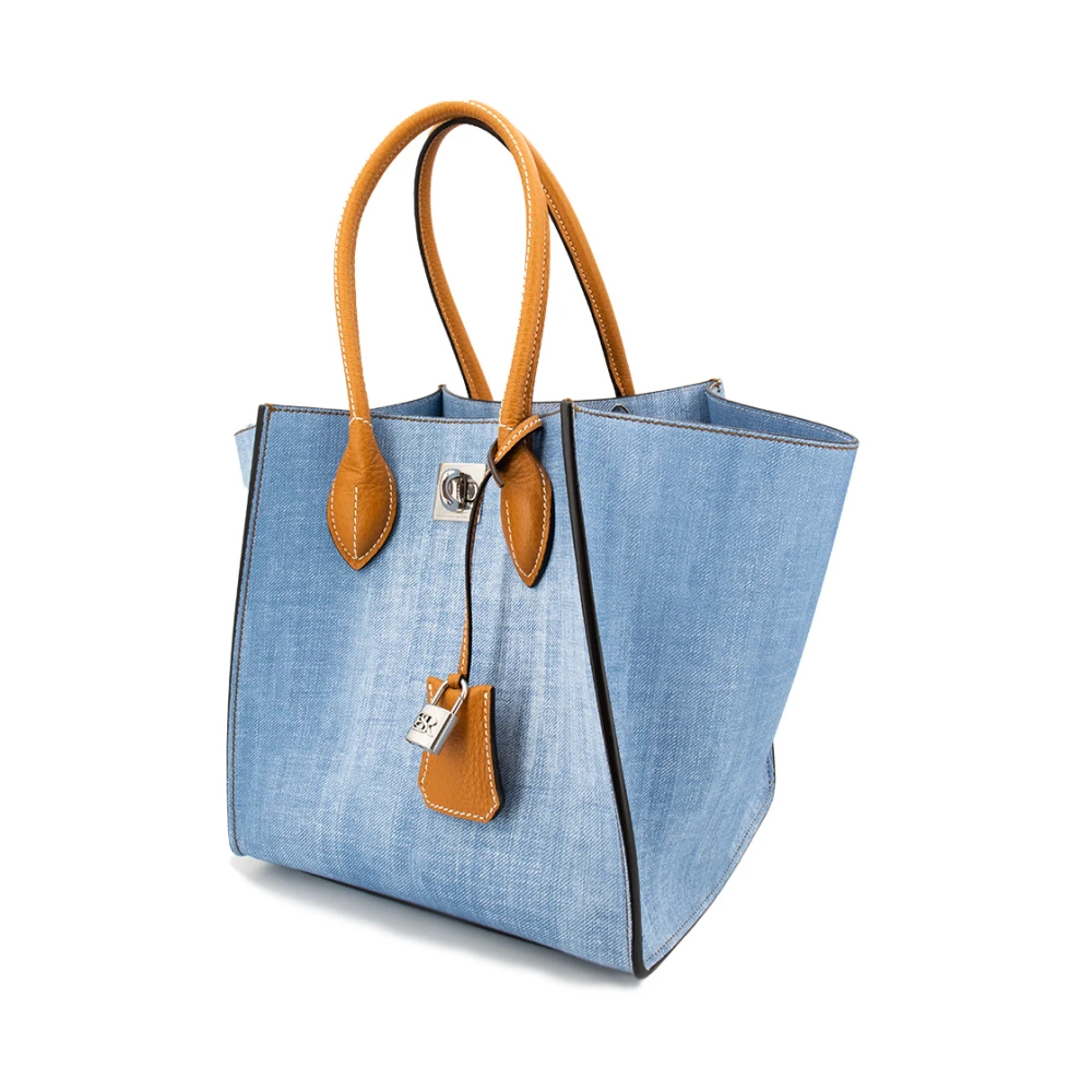 Ermanno Scervino Denim Winkelmandje met Leren Details Blue Dames