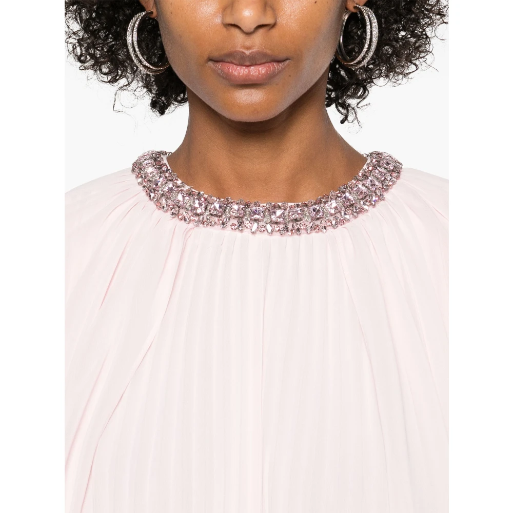 Self Portrait Roze Chiffon Cape Jurk met Strass Pink Dames
