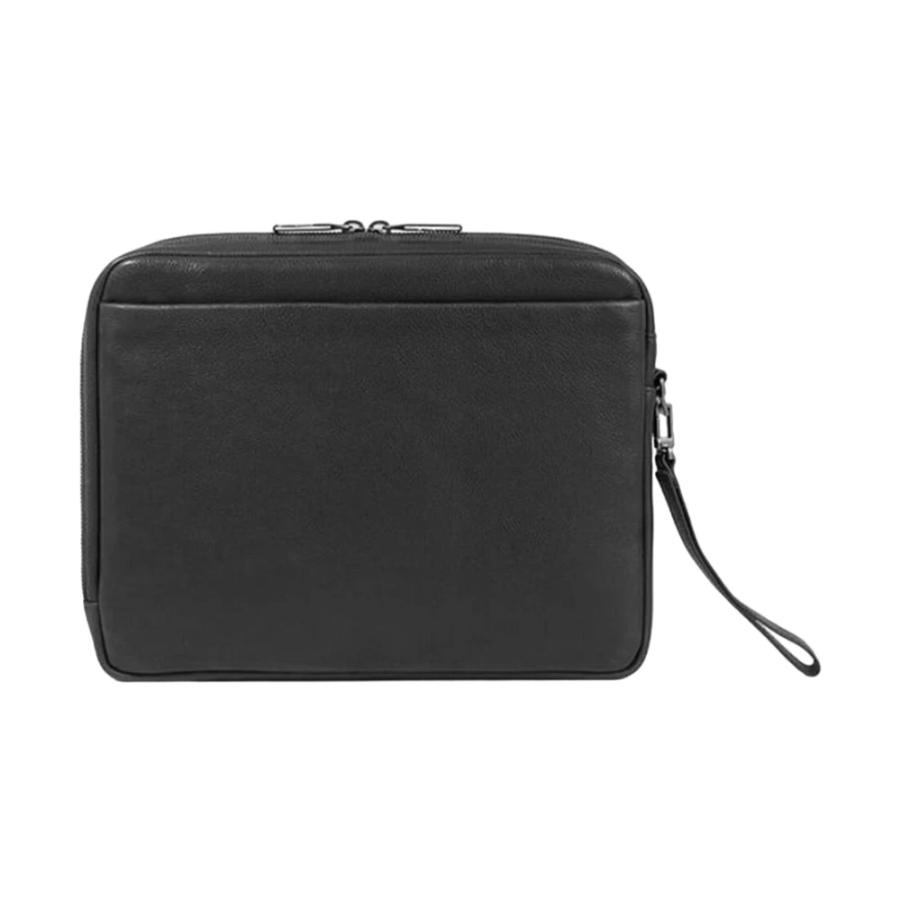Piquadro Zwarte leren schoudertas Black Unisex