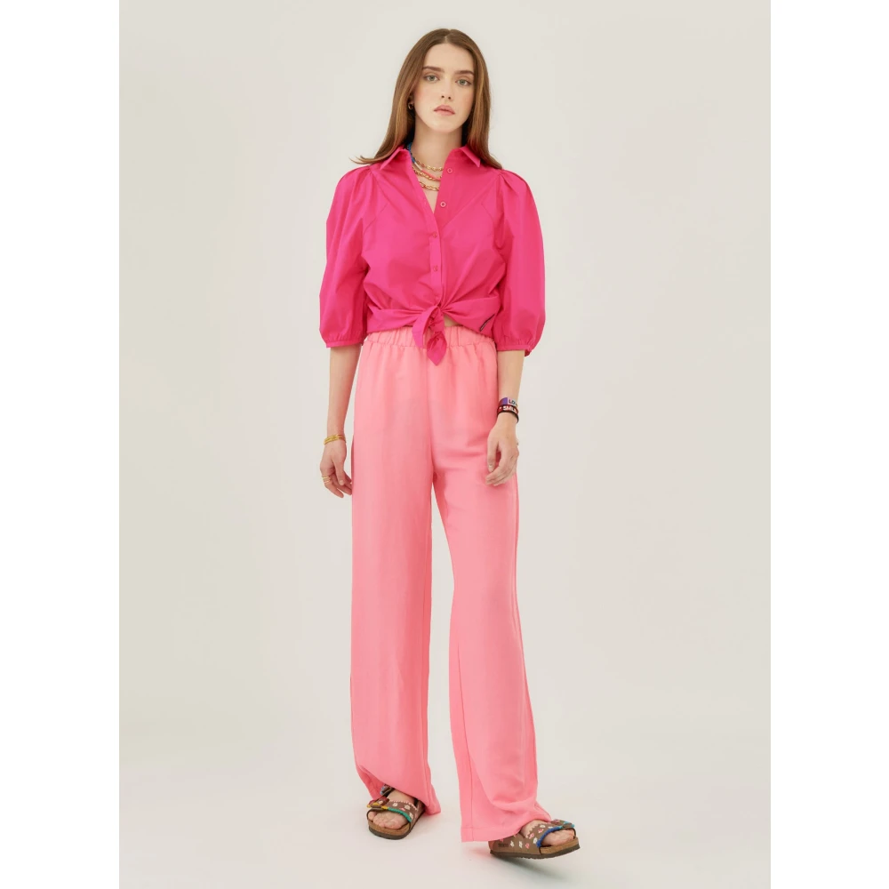 Silvian Heach Elastische Roze Candy Lange Broek Pink Dames