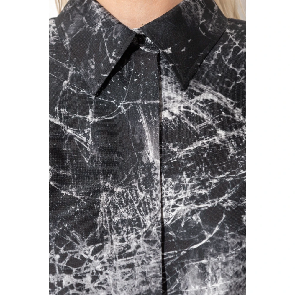 alexander mcqueen Zijden shirt met print Black Dames