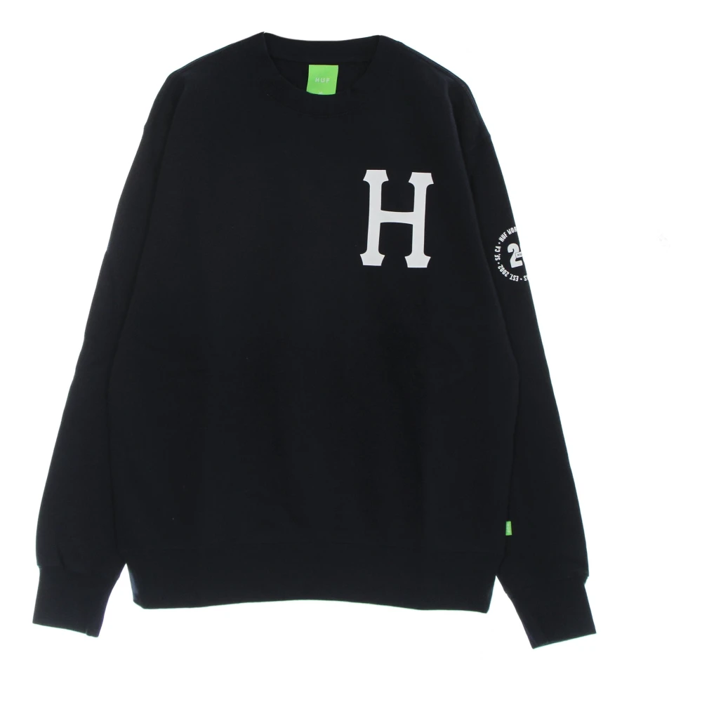 Huf Men's Blue Navy Crewneck Sweatshirt With Logo Print - Sweatshirts - S - Sweatshirts & Hoodies