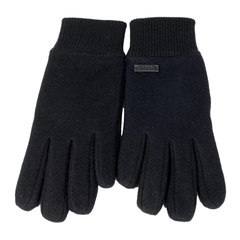 Hugo Boss Elegante wollen handschoenen met elastische manchet Black Heren