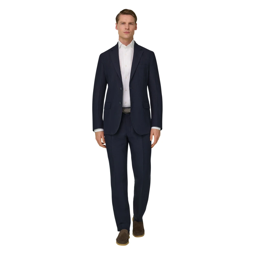 Boggi Milano Mannelijk Blauw Kostuums Heren, Xl, Linnen, Cernobbio Suit