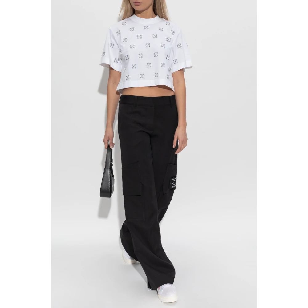 Off White T-shirt met logo White Dames