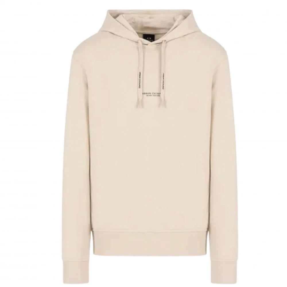 Armani Exchange French Terry Katoenen Hoodie met Logo Beige Heren