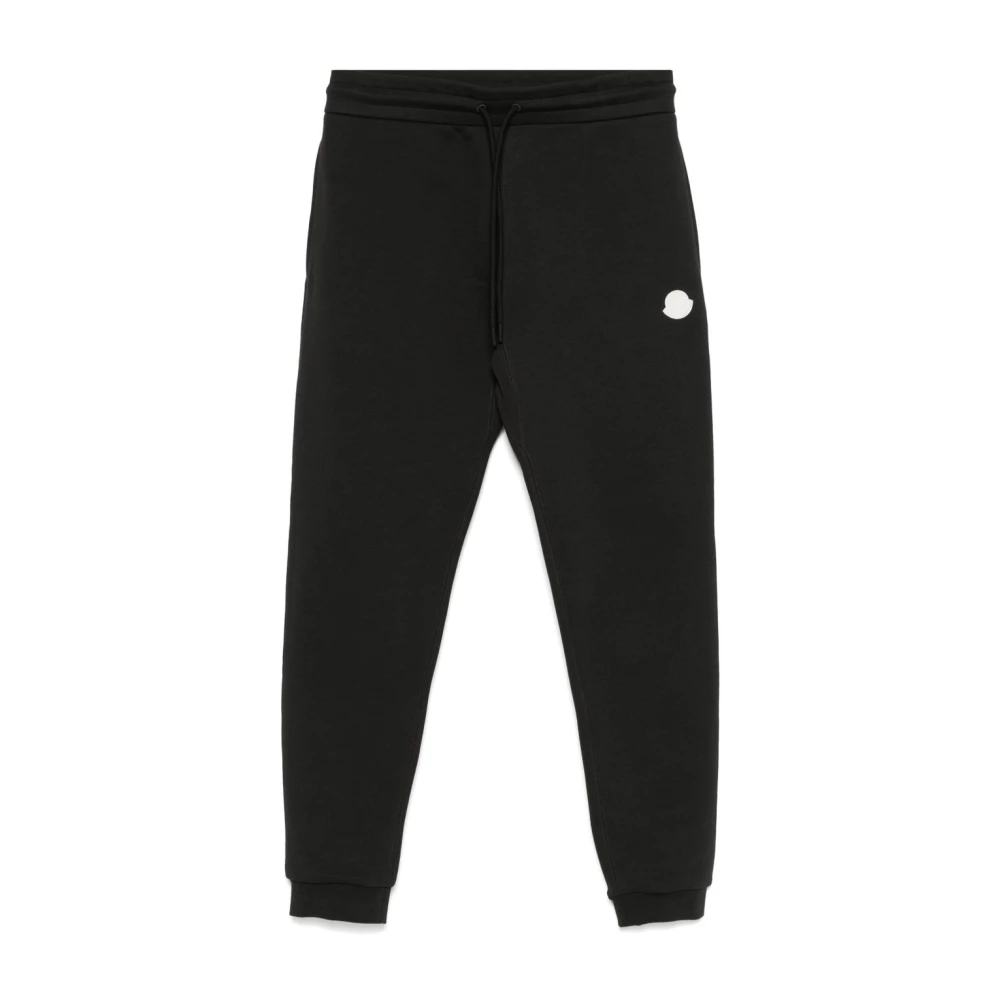 Moncler Grijze Trekkoord Broek Geribbelde Enkels Black Heren
