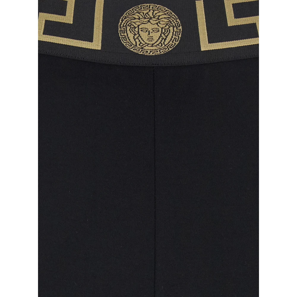 Versace Zwarte Leggings met Hoge Taille en Greca Motief Black Dames