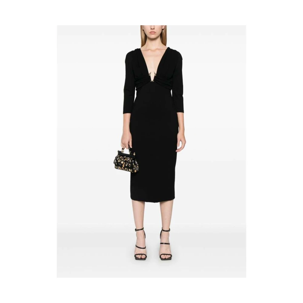 Roberto Cavalli Zwarte jurk in plunjstijl met klauwdetail Black Dames