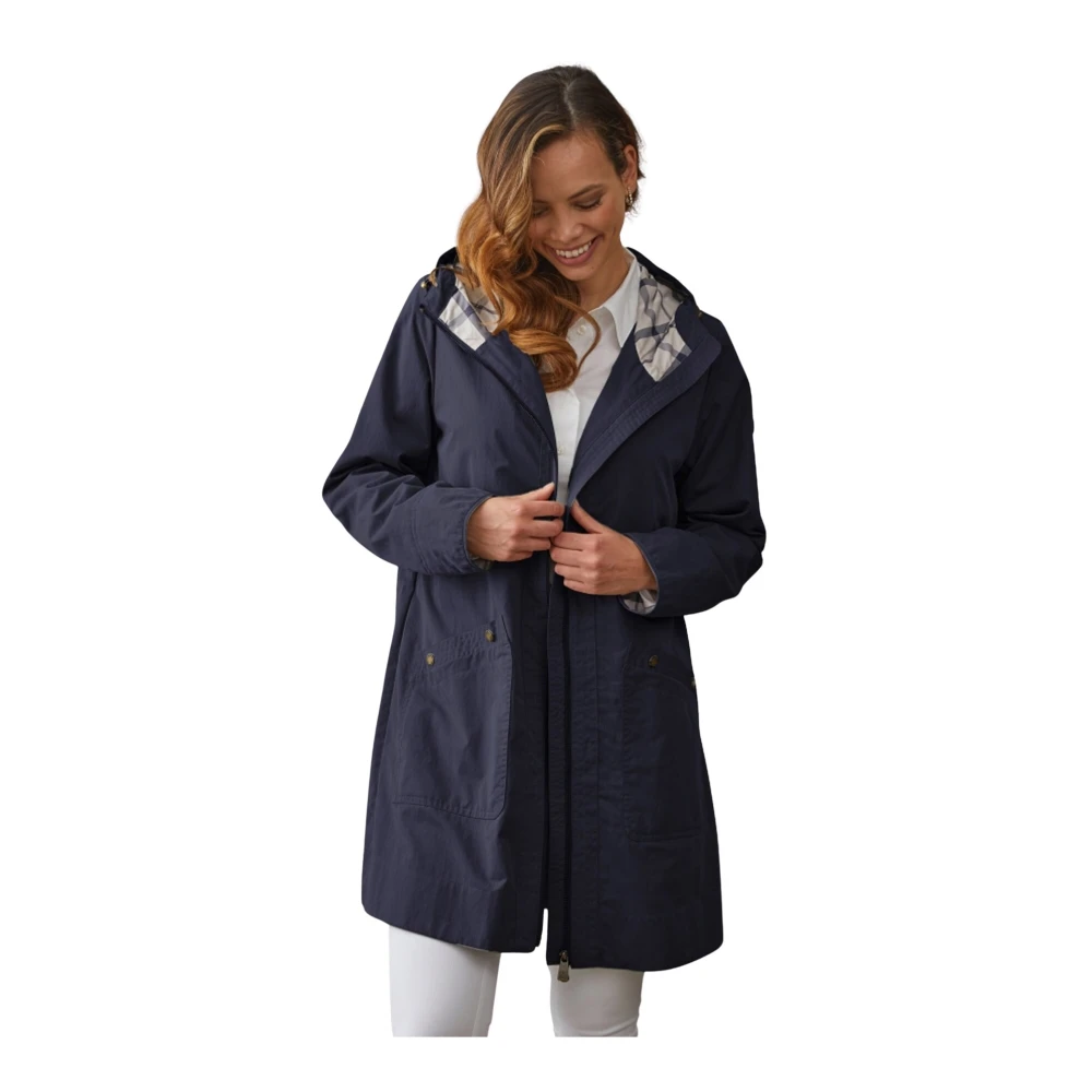 Junge Comfort Fit Navy Jas met Capuchon Blue Dames