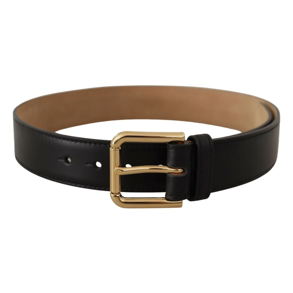 Dolce & Gabbana Women's Black Elegant Leather Belt With Logo Buckle - Belts - One Size- Accessories