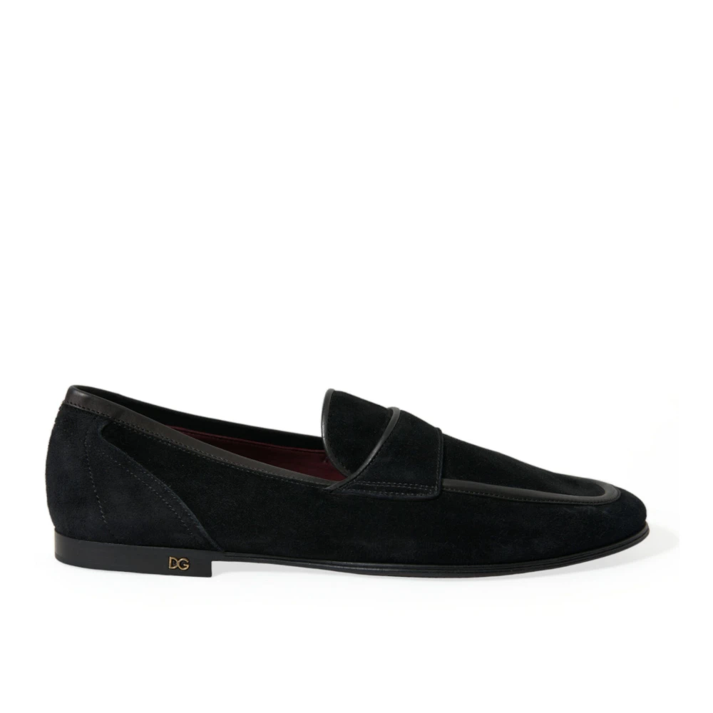 Dolce & Gabbana Men's Black Loafers,, Elegant Velvet Loafers For Size 6 Uk