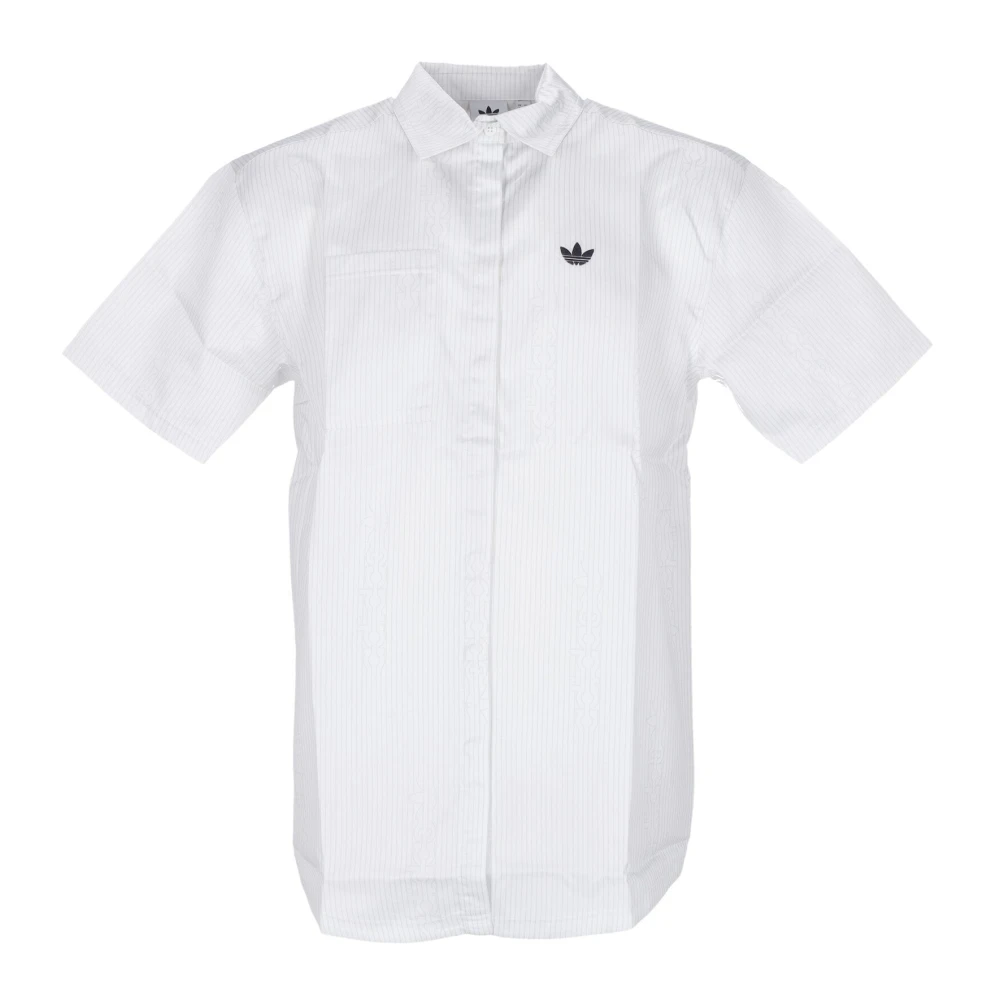 Adidas Satijnen Korte Mouw Shirt Wit Grijs White Dames
