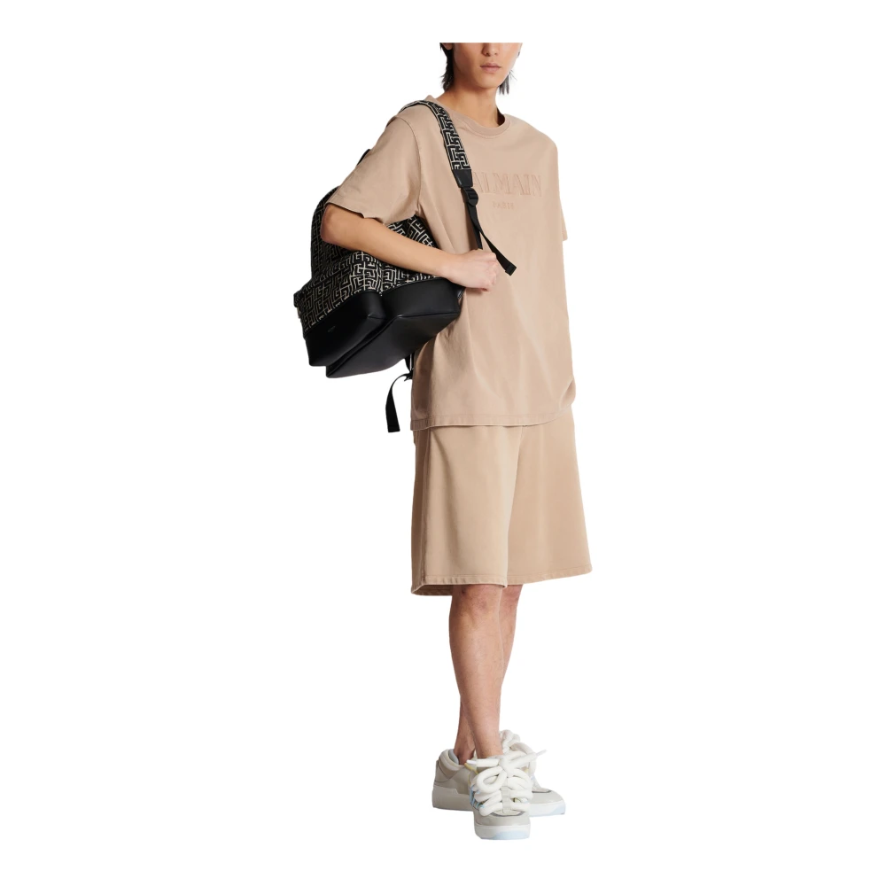 Balmain Los T-shirt met vintage borduurwerk Beige Heren