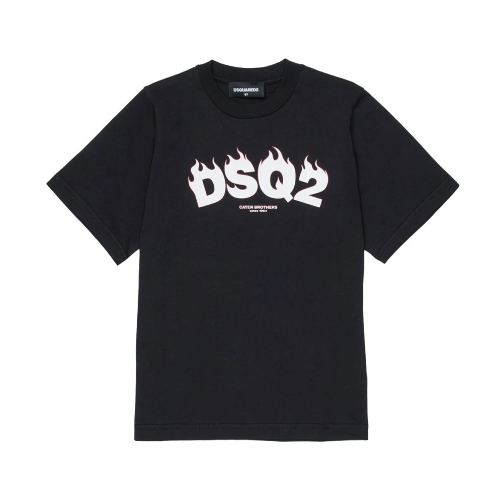 Dsquared2 Black Kids Short Sleeve T-Shirts, Male, 16 Y, Crew Neck T-Shirt