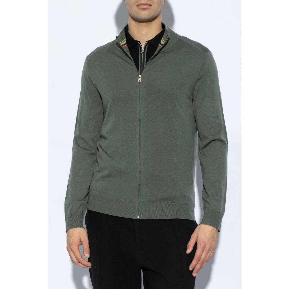 Paul Smith Cardigan met opstaande kraag Green Heren