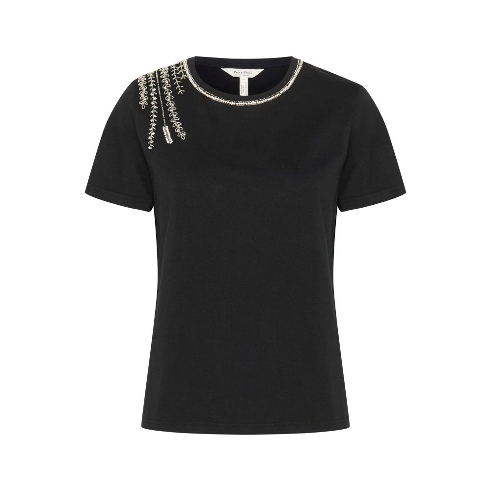 Part Two Zwarte Geborduurde Tee Black Dames