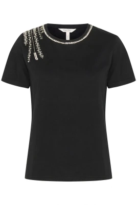 Svart Broderad T-shirt