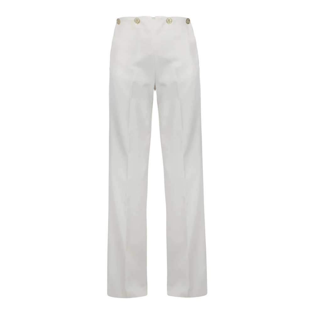 Department Five Rechte Gabardine Broek met Knoopsluiting White Dames