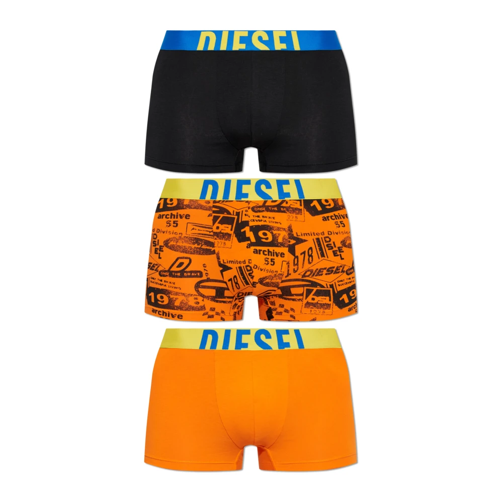 Diesel Mannelijk Multicolor Ondergoed Heren, Veelkleurig, S, Leer, Damien D Pop Drie-Pack Boxer Briefs