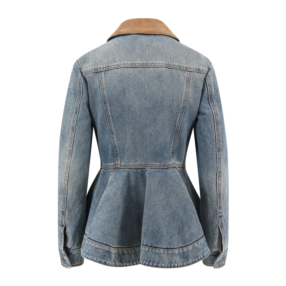 alexander mcqueen Denim jack met volant en rits Blue Dames